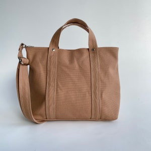 Rose Gold Handbag, Travel Crossbody Bag, Small Daily Use Canvas Handbag, Women Travel Sling Bag, Water Resistant Tote Bag Tokyo Tote 204 image 4