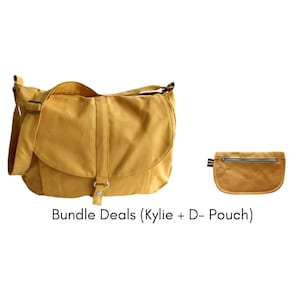 Travel Messenger Bag in Mustard, Women Canvas crossbody diaper bag, Shoulder bag , Vegan School laptop bag, Personlize gift set no.12 KYLIE image 9