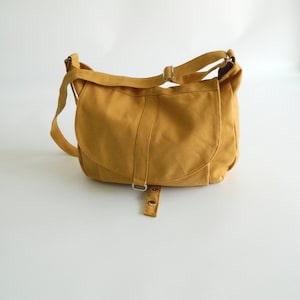 Travel Messenger Bag in Mustard, Women Canvas crossbody diaper bag, Shoulder bag , Vegan School laptop bag, Personlize gift set no.12 KYLIE image 5