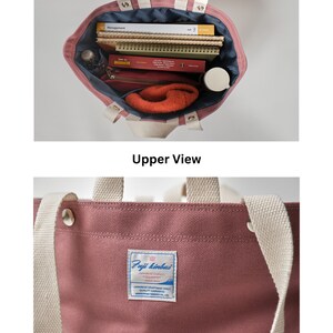 Water resistant Laptop Travel tote bag, Women casual diaper tote bag in Rose Red, Women canvas shoulder tote bag Victoria tote no202 image 7