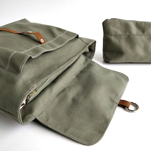 Laptop-Segeltuch-Schulranzen-Rucksack, minimalistischer Reiserucksack mit Reißverschluss/OLIVGRÜN-Nr.102 TANYA Bild 5