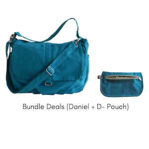 Diaper Bag Women Every Day Messenger Work Bag, Canvas CrossBody Travel bag side pockets, Canvas Bag for 15 Laptop TEAL no.18 DANIEL image 9