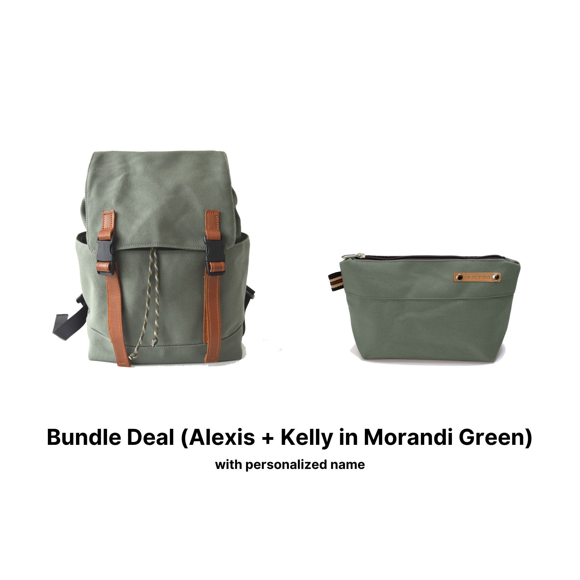 Morandi Backpack Small Travel Canvas Backpack: Water Resistant Leather Strap With Multi ...