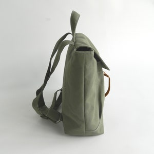 Laptop-Segeltuch-Schulranzen-Rucksack, minimalistischer Reiserucksack mit Reißverschluss/OLIVGRÜN-Nr.102 TANYA Bild 4