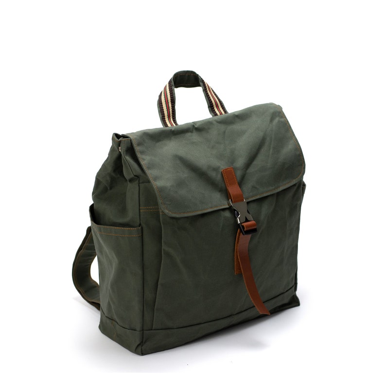 Waxed Canvas Unisex Travel Backpack School Laptop Canvas Etsy