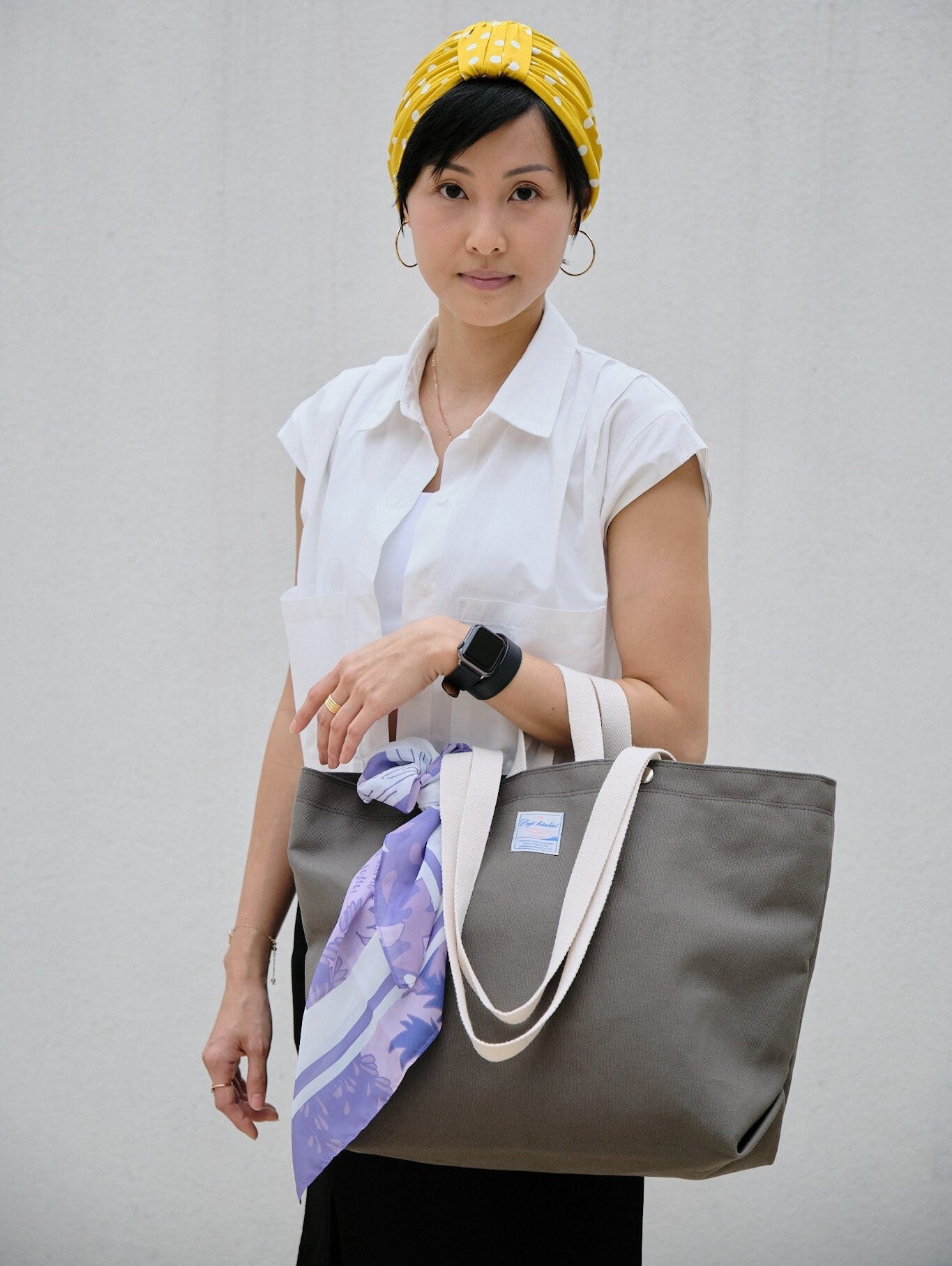 Women Gray Casual Tote Bag, Victoria Canvas Market Tote Bag