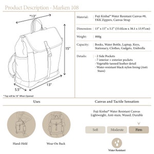 Women Canvas Diaper backpack in Rose Gold, Back to school laptop backpack , Everyday Large backpack water resistant no.108 Marken J image 10