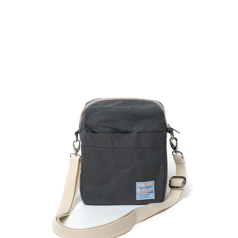 Lightweight Mini Crossbody Bag Water Resistant , Daily Use Waxed Canvas Crossbody Bag 208 Koala Charcoal image 4