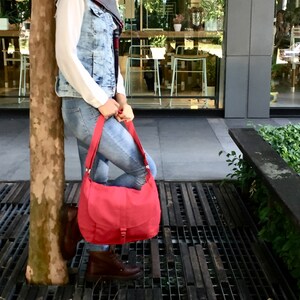 Women Canvas Messenger bag, Diaper Shoulder bag, Back to school laptop bag, Everyday crossbody work bag no.12 KYLIE RED image 3