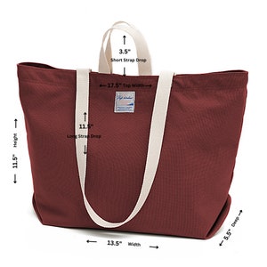 Water resistant Laptop Travel tote bag, Women casual diaper tote bag in Rose Red, Women canvas shoulder tote bag Victoria tote no202 image 6