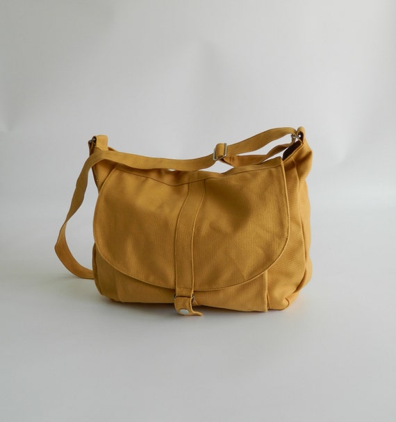 Mustard Yellow Canvas Messenger Bag