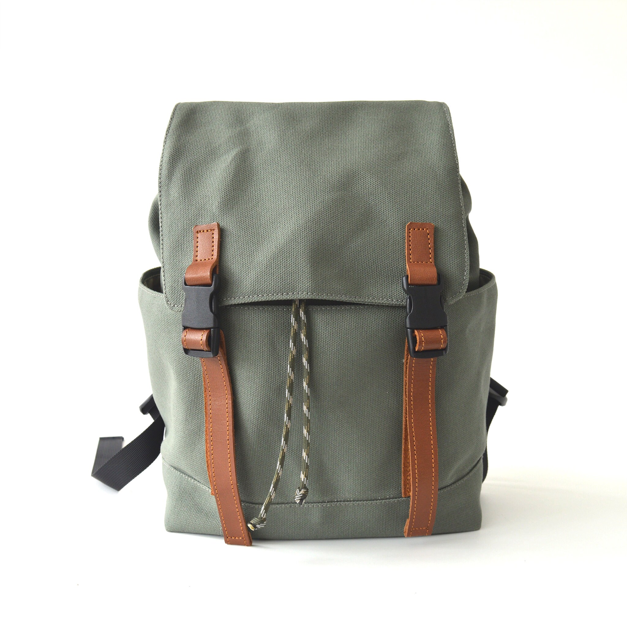 Morandi Backpack Small Travel Canvas Backpack: Water Resistant Leather Strap With Multi ...