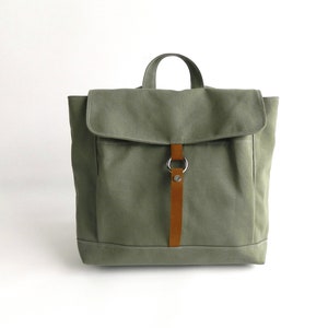 Laptop-Segeltuch-Schulranzen-Rucksack, minimalistischer Reiserucksack mit Reißverschluss/OLIVGRÜN-Nr.102 TANYA bag only