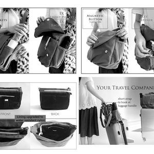 BLACK canvas messenger bag, Travel Women crossbody diaper bag, Gym shoulder bag, Back to school 15 laptop bag no.18 / DANIEL image 7