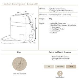 Canvas crossbody bag for Women, Mini vegan messenger bag, Multiple pockets sling bag, customized name Gifts Koala 208 in Rose Gold image 8