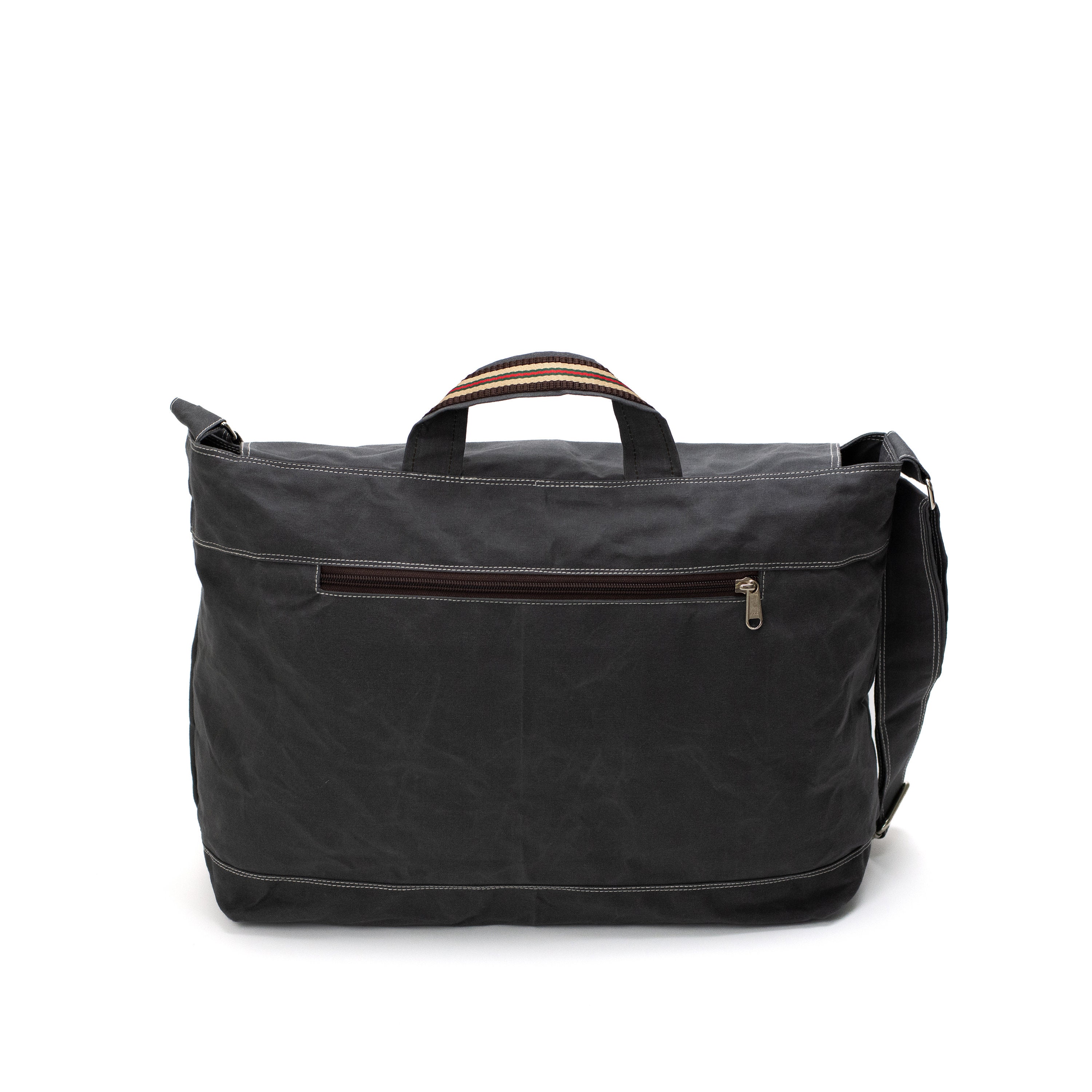 Waxed Canvas Messengers bag in Gray Leather Strap Crossbody Etsy