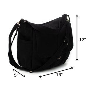 BLACK canvas messenger bag, Travel Women crossbody diaper bag, Gym shoulder bag, Back to school 15 laptop bag no.18 / DANIEL image 6