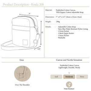 Lightweight Mini Crossbody Bag Water Resistant , Daily Use Waxed Canvas Crossbody Bag 208 Koala Charcoal image 8