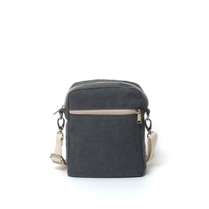 Lightweight Mini Crossbody Bag Water Resistant , Daily Use Waxed Canvas Crossbody Bag 208 Koala Charcoal image 5