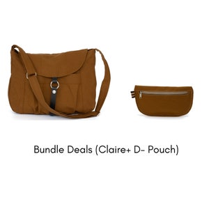 Canvas Zipper Crossbody Bag, Women Casual Messenger Bag , Water resistant Travel Shoulder Bag, Gift for her no.103 CLAIRE Honey Brown image 9