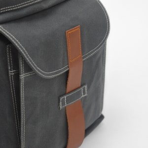 Waxed Canvas Messengers bag, Back to school Collage Laptop messenger bag, Casual Unisex Overnight Travel bags Gray no.104 MACKENZIE image 5