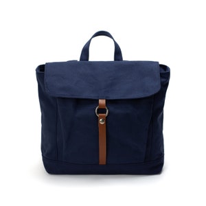 Water Resistant Waxed Canvas Women Travel Backpack, Everyday backpack for Work and school, Lightweight backpack in Navy Blue-no.102 TANYA