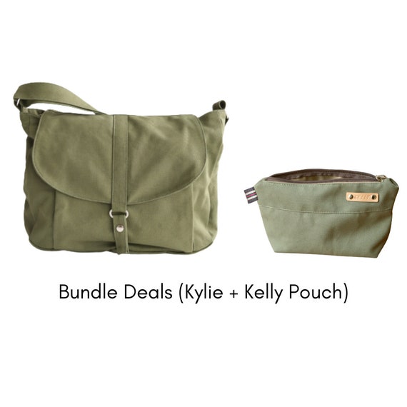 Smoke Green Canvas Crossbody Bag Women Travel Shoulder Bag 