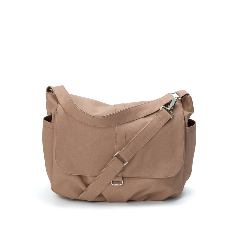 Women Canvas Messenger Bag, Water Resistant Diaper Bag, Back to school 15 laptop Zipper bag, Gift for her, Rose Gold DANIEL 18 bag only