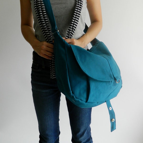 Teal messenger crossbody bag, Travel crossbody bag, Diaper tote bag with pockets,  School laptop bag Purse adjustable strap bag -no.12 KYLIE