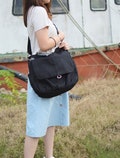 Black canvas zipper messenger bag, Water Resistant Large Travel Bag,  Gift for her Vegan Crossbody Bag laptop bag for women- no.18 DANIEL