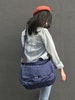 Navy Blue Canvas Messenger Bag For Women, Durable Diaper Crossbody Canvas Bag , School bag fit 15 laptop, Women tote bag  - no.18 DANIEL 