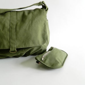 Smoke Green Messenger 15 Laptop Bag, Canvas Diaper Bag, Women Travel Crossbody Bag, Large and Roomy bag Gift For Her no.18 / DANIEL image 4