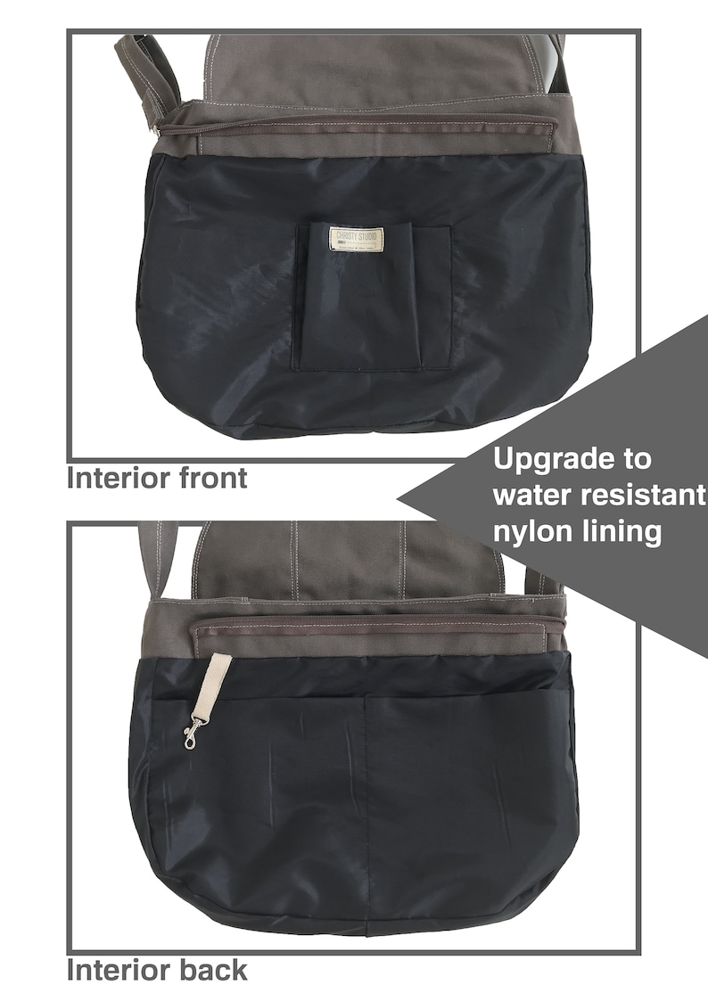 Canvas Zipper Crossbody Bag, Women Casual Messenger Bag , Water resistant Travel Shoulder Bag, Gift for her no.103 CLAIRE Honey Brown image 7