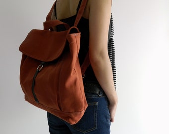 Orange Pumpkin School Backpack ,Canvas Satchel laptop Rucksack,Unisex bag , Travel women diaper bag / Sale 25 % - no.102 -TANYA