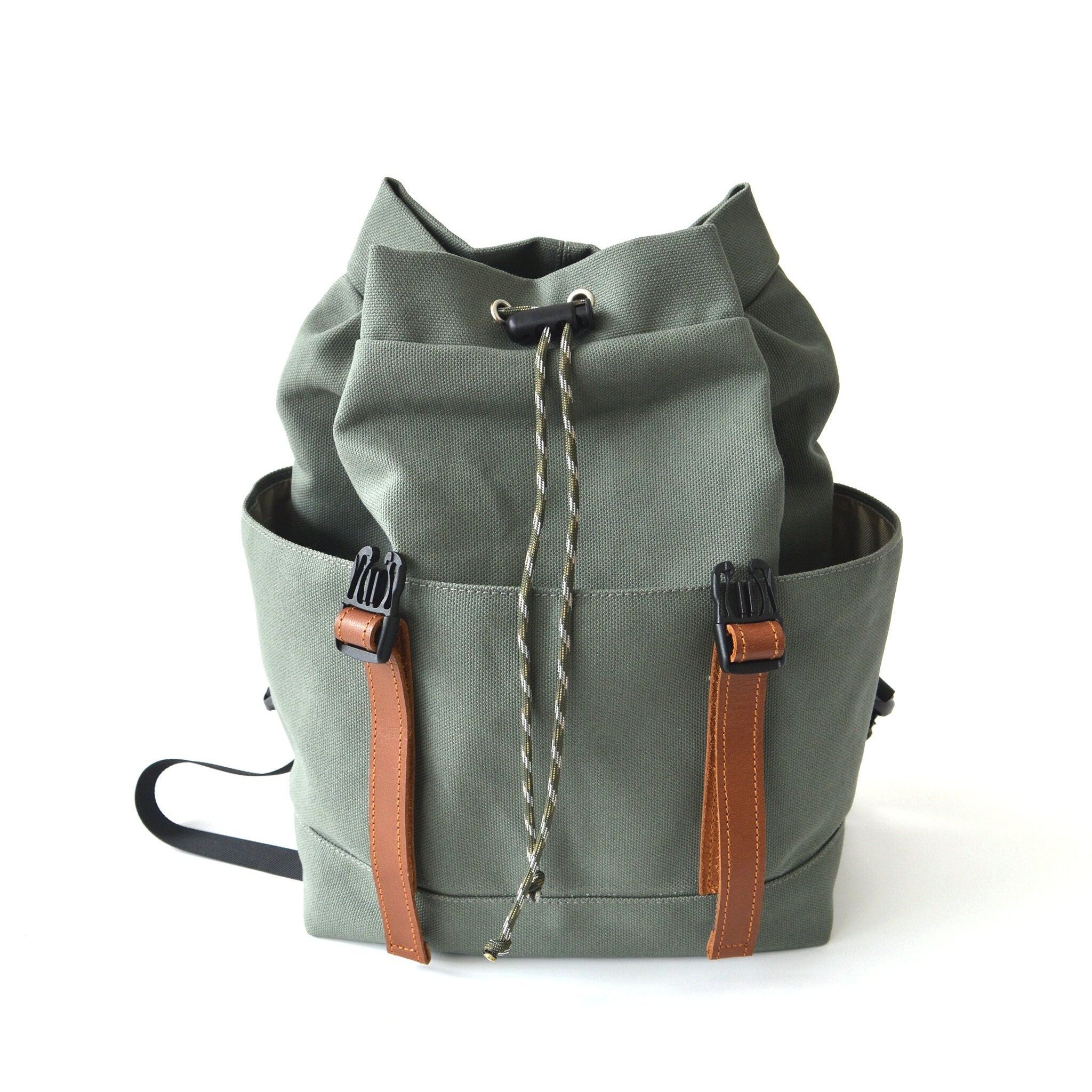Morandi Backpack Small Travel Canvas Backpack: Water Resistant Leather Strap With Multi ...