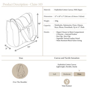 Canvas Zipper Crossbody Bag, Women Casual Messenger Bag , Water resistant Travel Shoulder Bag, Gift for her no.103 CLAIRE Honey Brown image 8