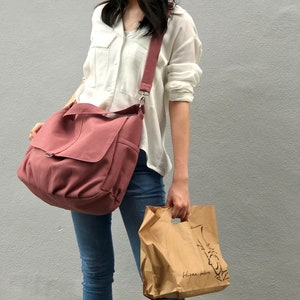 Sac à langer imperméable, sac à bandoulière en toile d'école rose rouillé, cadeau pour son sac à bandoulière, sac de voyage -no.18 DANIEL