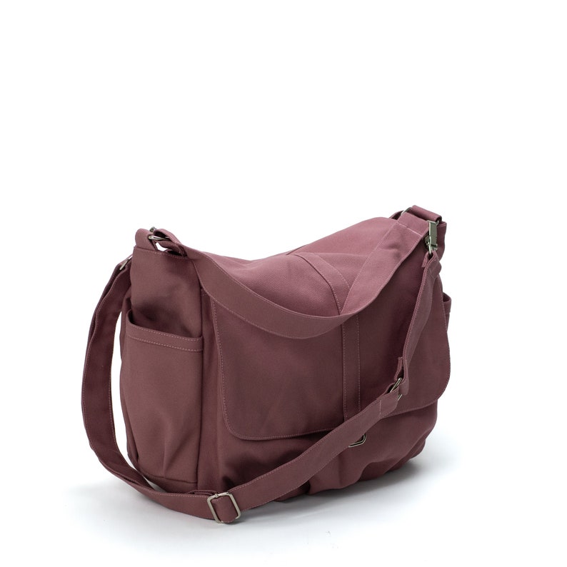 Women canvas crossbody bag, Water resistant diaper bag , handbag gift for her, vegan messenger laptop bag no.18 DANIEL Rust pink in bundle image 2