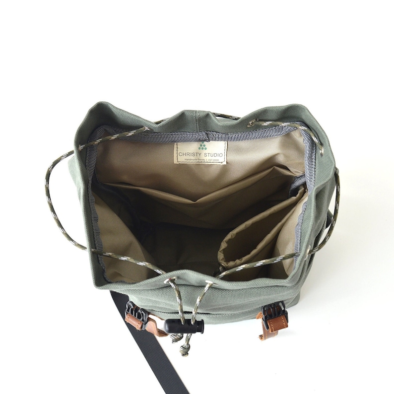 Morandi Backpack Small Travel Canvas Backpack: Water Resistant Leather Strap With Multi ...