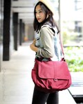 Women Canvas Diaper Bag in ROSE RED, School Messenger Bag fit 15" Laptop Canvas Crossbody bag , Travel Messenger Bag - no.18 DANIEL