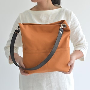 Hobo-Einkaufstasche Lederband, Hobo-Schultertasche, Einkaufstasche für Frauen, personalisierte Leinwand-Einkaufstasche, Frauen-Gebur- Orange