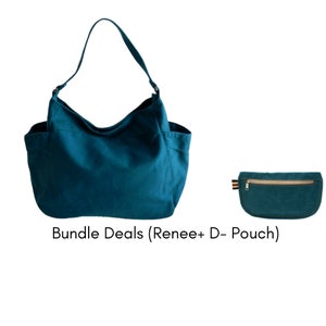 Women hobo diaper bag in Teal, Canvas large messenger with many pockets, top zipper clousure nappy bag messenger bag 101 image 9