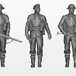 WW2 British Soldiers x5 - diorama - UNPAINTED 1/35, 1/72 or 1/32 scale