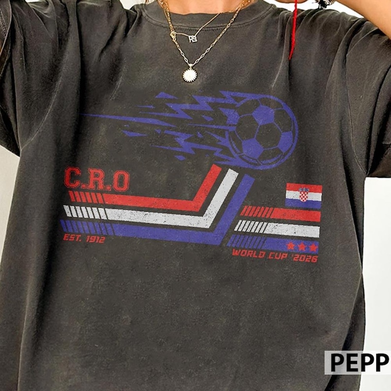 Croatia Soccer World Vintage Comfort Colors Shirt image 1