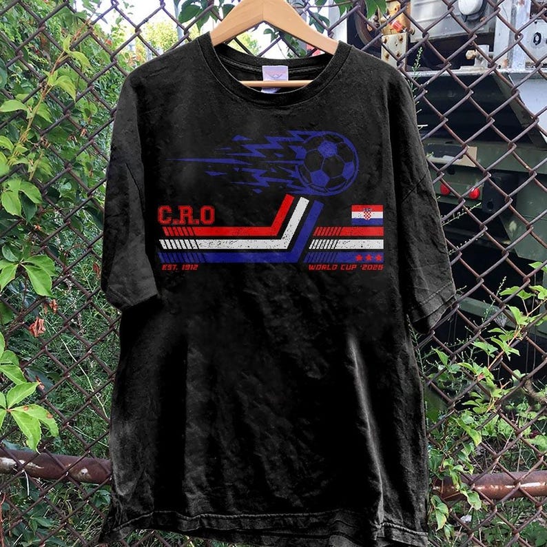 Croatia Soccer World Vintage Comfort Colors Shirt image 3