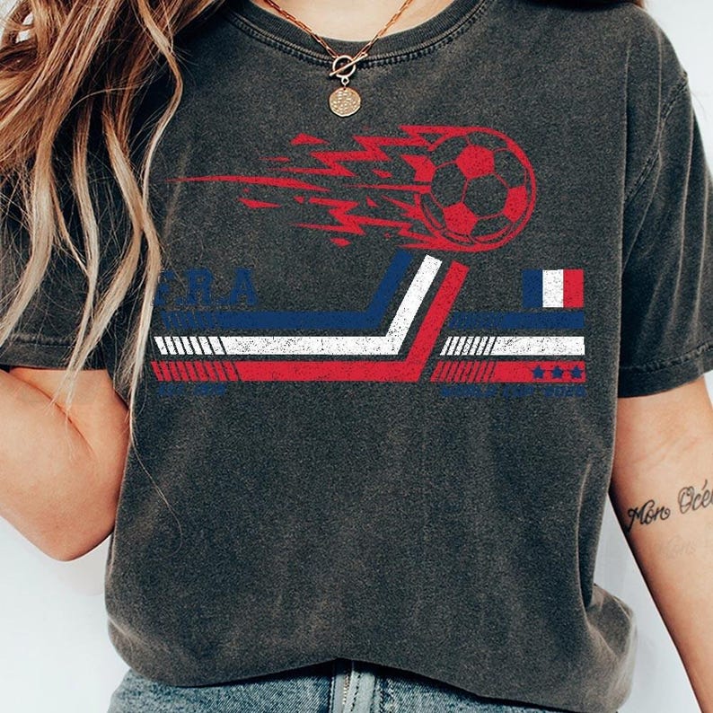 Frankreich Fußball World Vintage Komfort Farben Shirt Bild 7