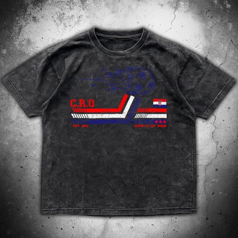 Croatia Soccer World Vintage Comfort Colors Shirt image 4
