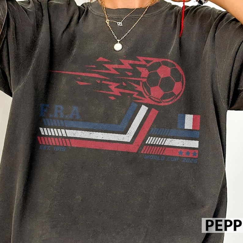 Frankreich Fußball World Vintage Komfort Farben Shirt Bild 1