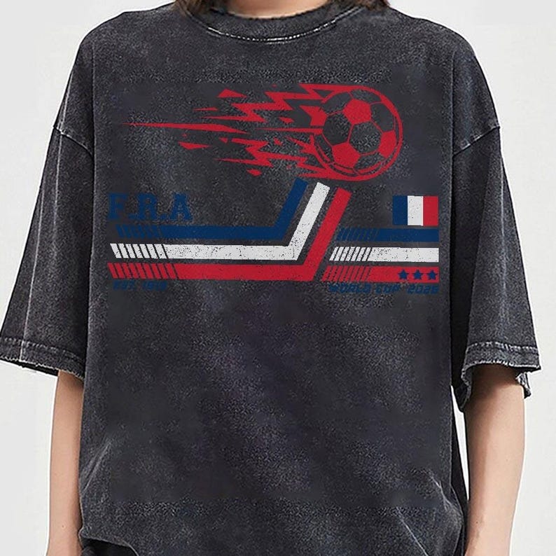 Frankreich Fußball World Vintage Komfort Farben Shirt Bild 5