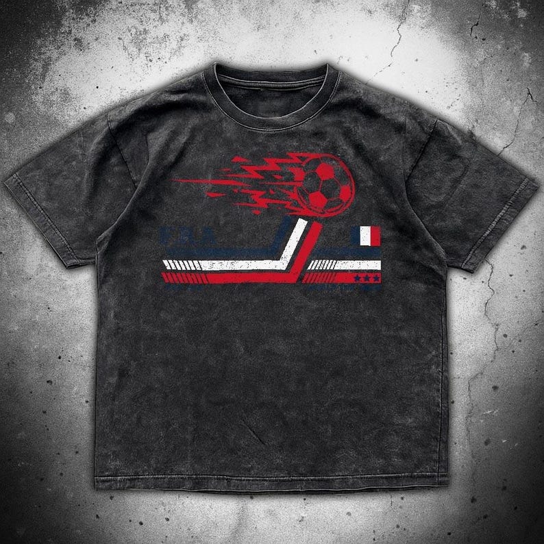 Frankreich Fußball World Vintage Komfort Farben Shirt Bild 4